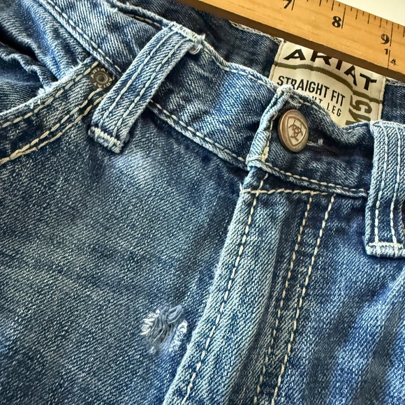 Ariat M5 Straight Fit Distressed Western Denim Work Jeans Mens 32 x 36 - Picture 8 of 12